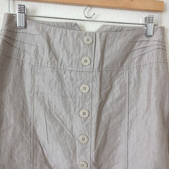 Yuvita Linens Women's Button Front Pencil Skirt Size 6 Lagenlook Artsy Neutrals - Picture 5 of 6